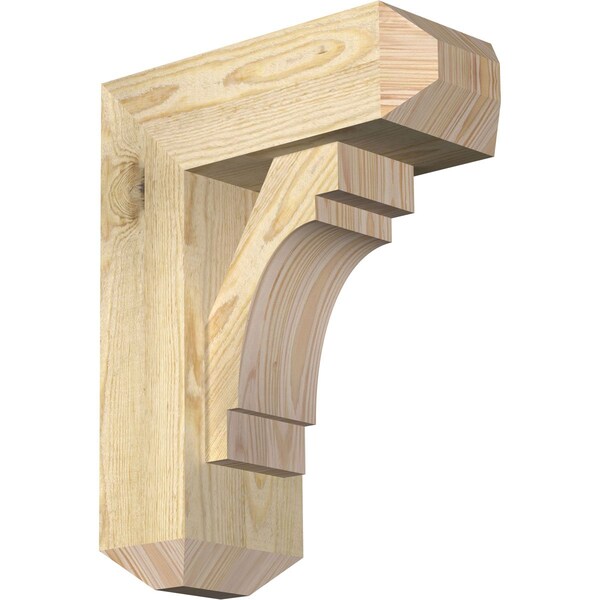 Ekena Millwork Merced Craftsman Rough Sawn Bracket w/ Offset Brace, Douglas Fir, 6"W x 14"D x 18"H BKT0604X14X18MRC04RDF - main